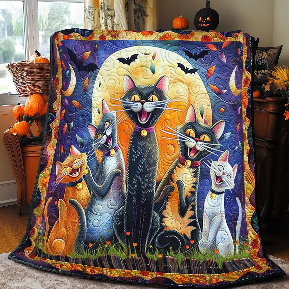 Halloween Cat Night SR2008021CL Quilt Blanket