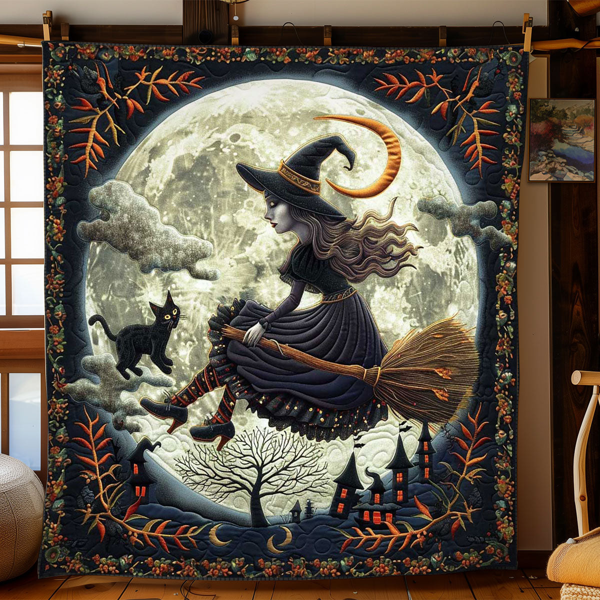 Halloween Witch's Moon WN1908081CL Quilt Blanket