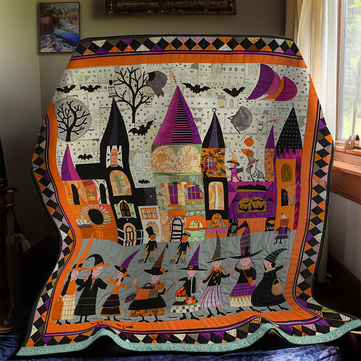 Halloween Witches' Trick Or Treat WN3008042CL Quilt Blanket