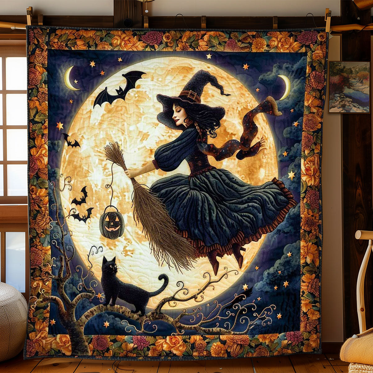Moonlit Witch's Flight WN1908079CL Quilt Blanket