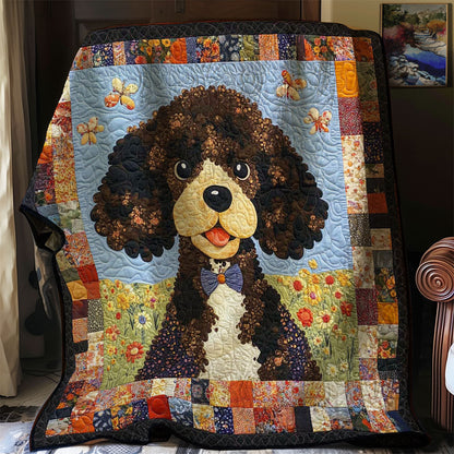 Poodle And Flowers WN0608036CL Quilt Blanket