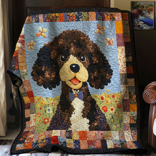 Poodle And Flowers WN0608036CL Quilt Blanket