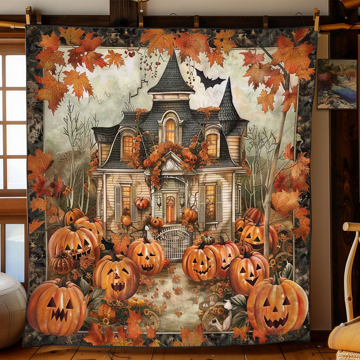 Pumpkin Haunted Haven WN1908064CL Quilt Blanket