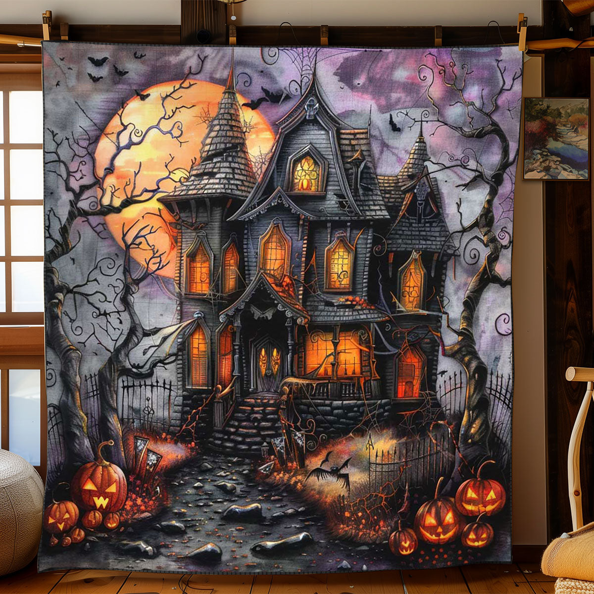 Spooky Castle of Shadows WN1908090CL Quilt Blanket