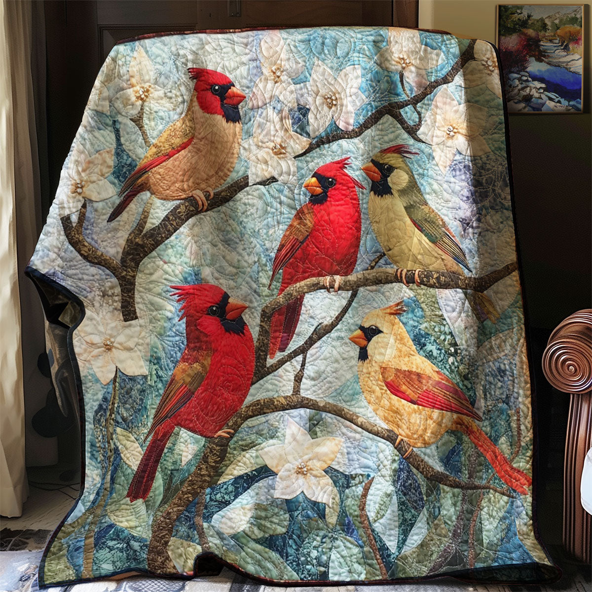 Spring Cardinals WM3107001CL Quilt Blanket