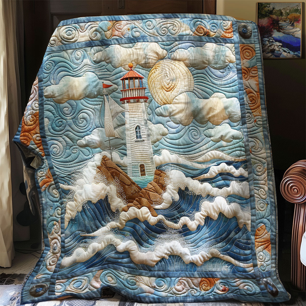 Stormy Lighthouse SR1308031CL Quilt Blanket