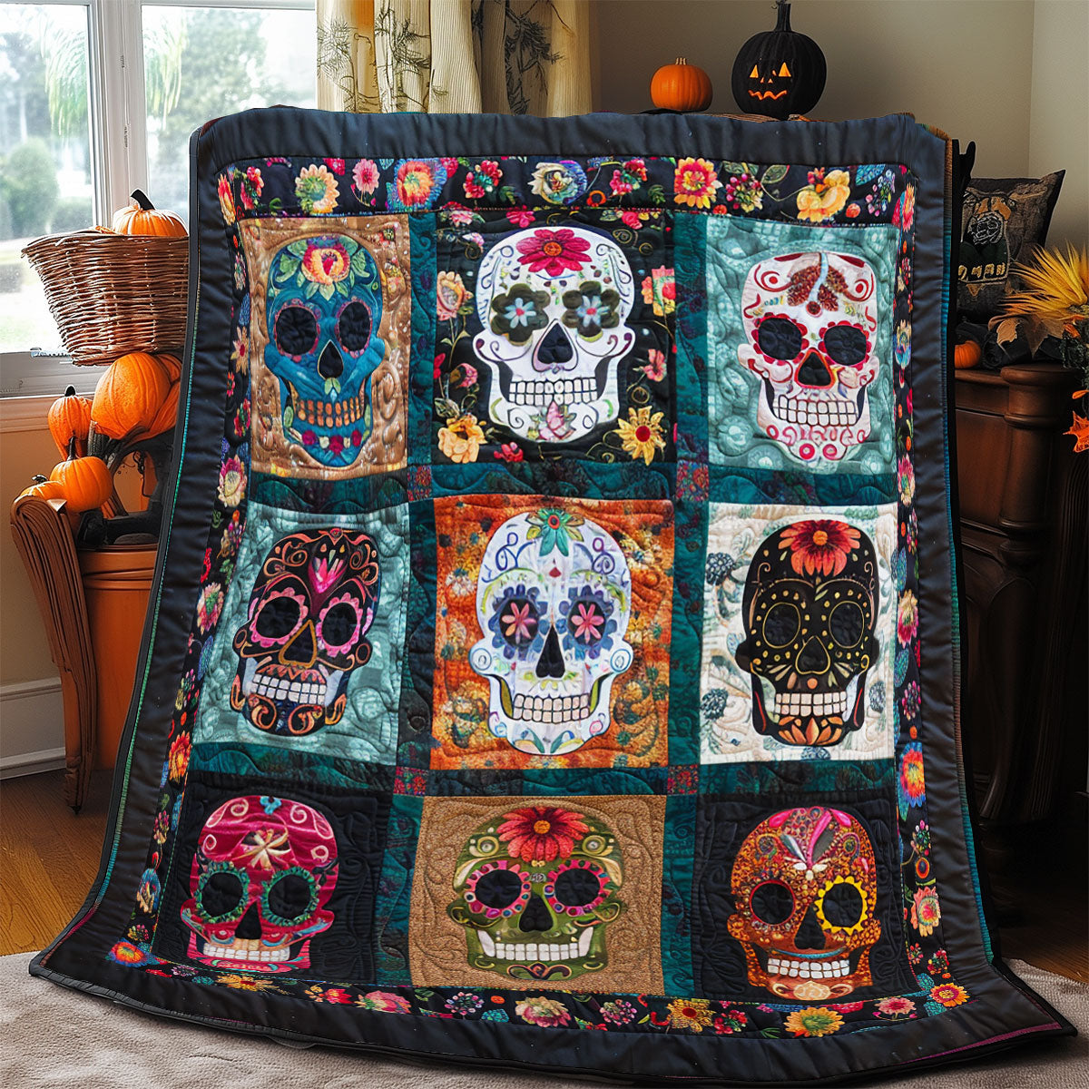 Sugar Skull Magic SR0908045CL Quilt Blanket