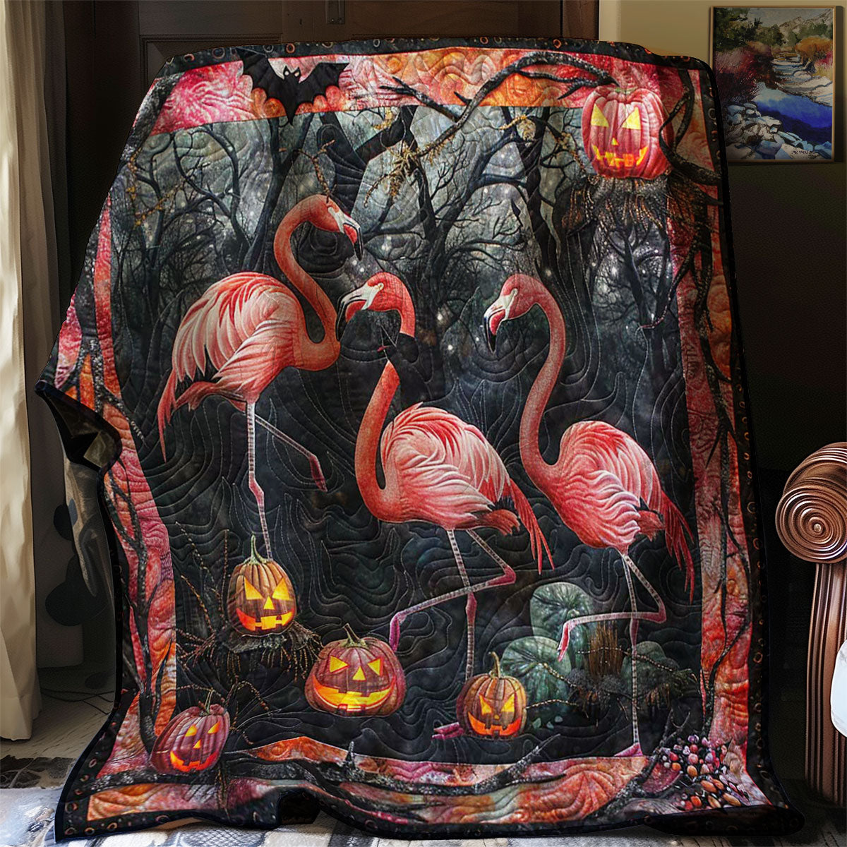 Wicked Flamingo Nest WN0908011CL Quilt Blanket