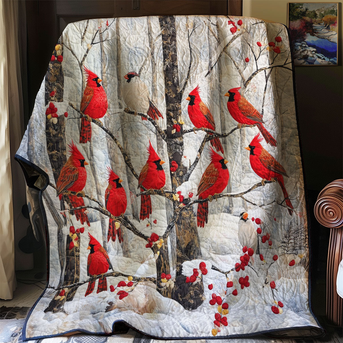 Winter Cardinals WM3107001CL Quilt Blanket