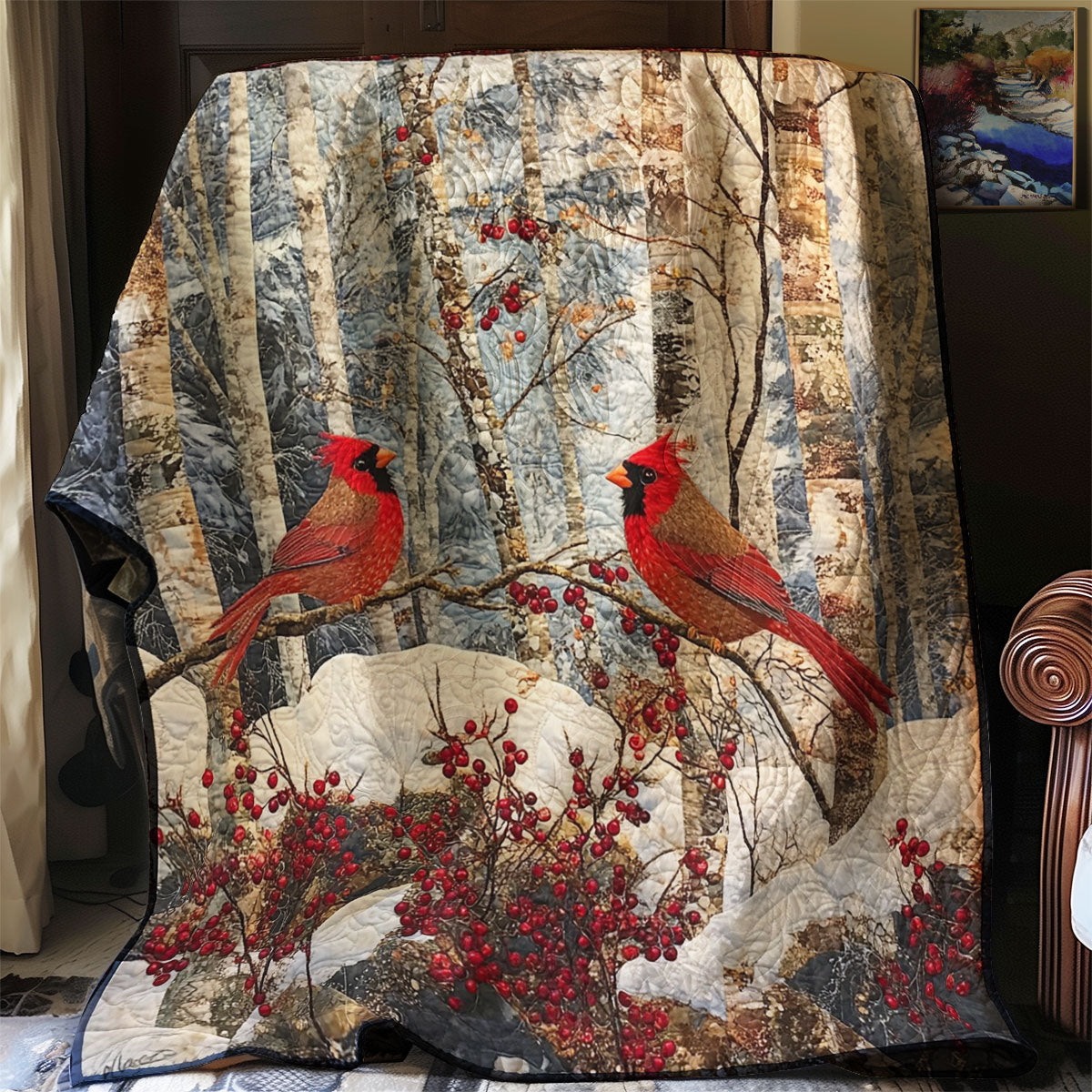 Winter Cardinals WM0308014CL Quilt Blanket
