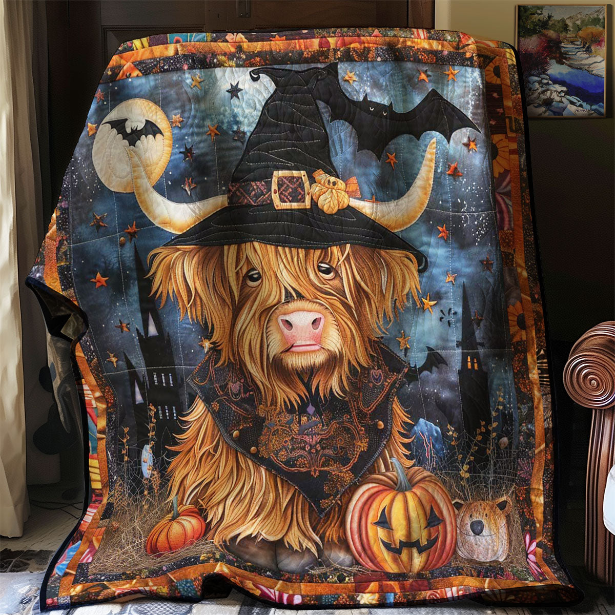 Witchy Highland Cow WN0908121CL Quilt Blanket