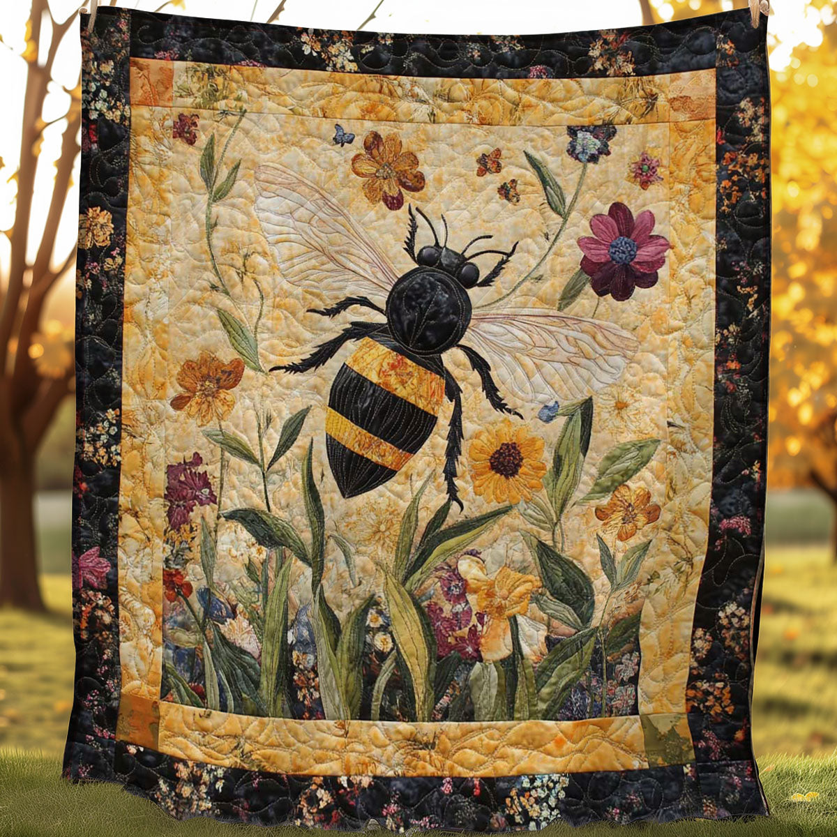 Bees And Flowers WN3107029CL Quilt Blanket