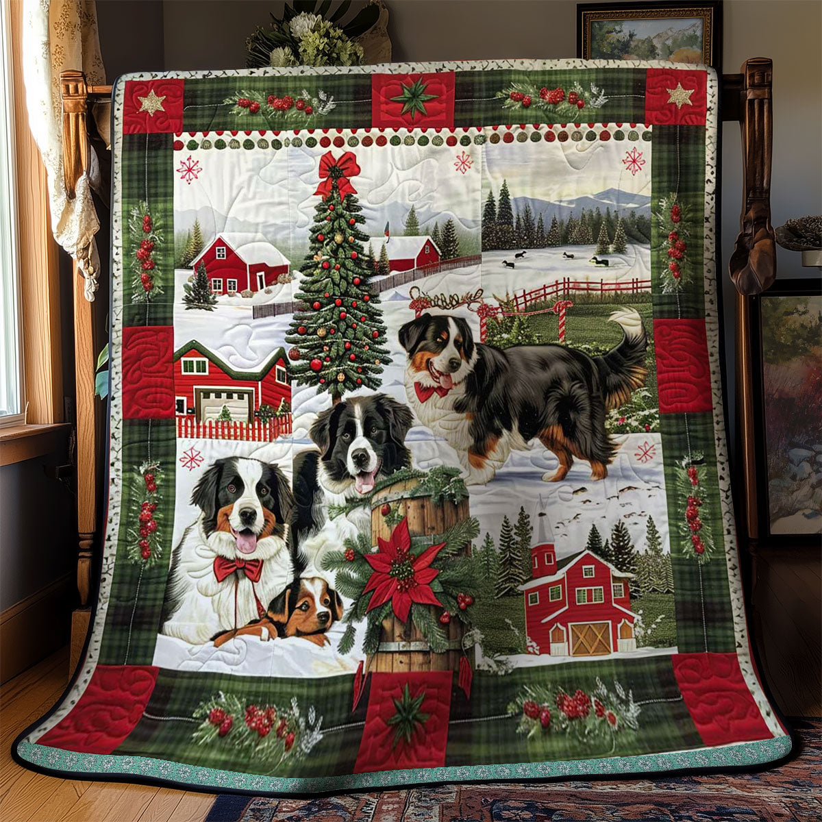 Bernese Mountain Holiday Cheer WN3008009CL Quilt Blanket