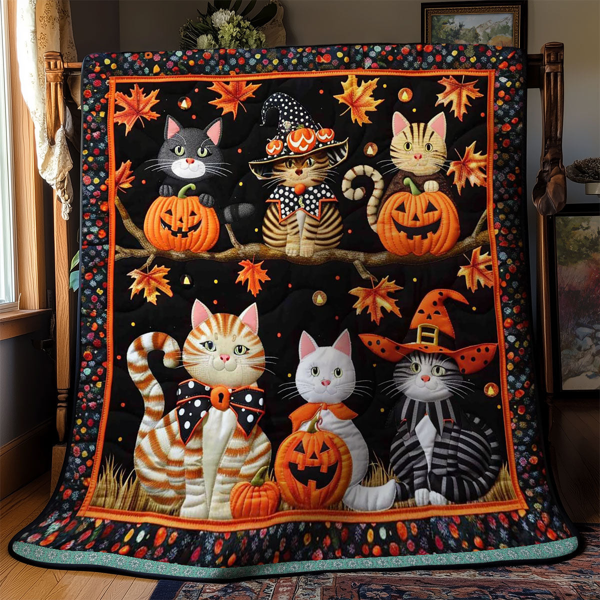 Cat Witch Halloween WN1609050CL Quilt Blanket