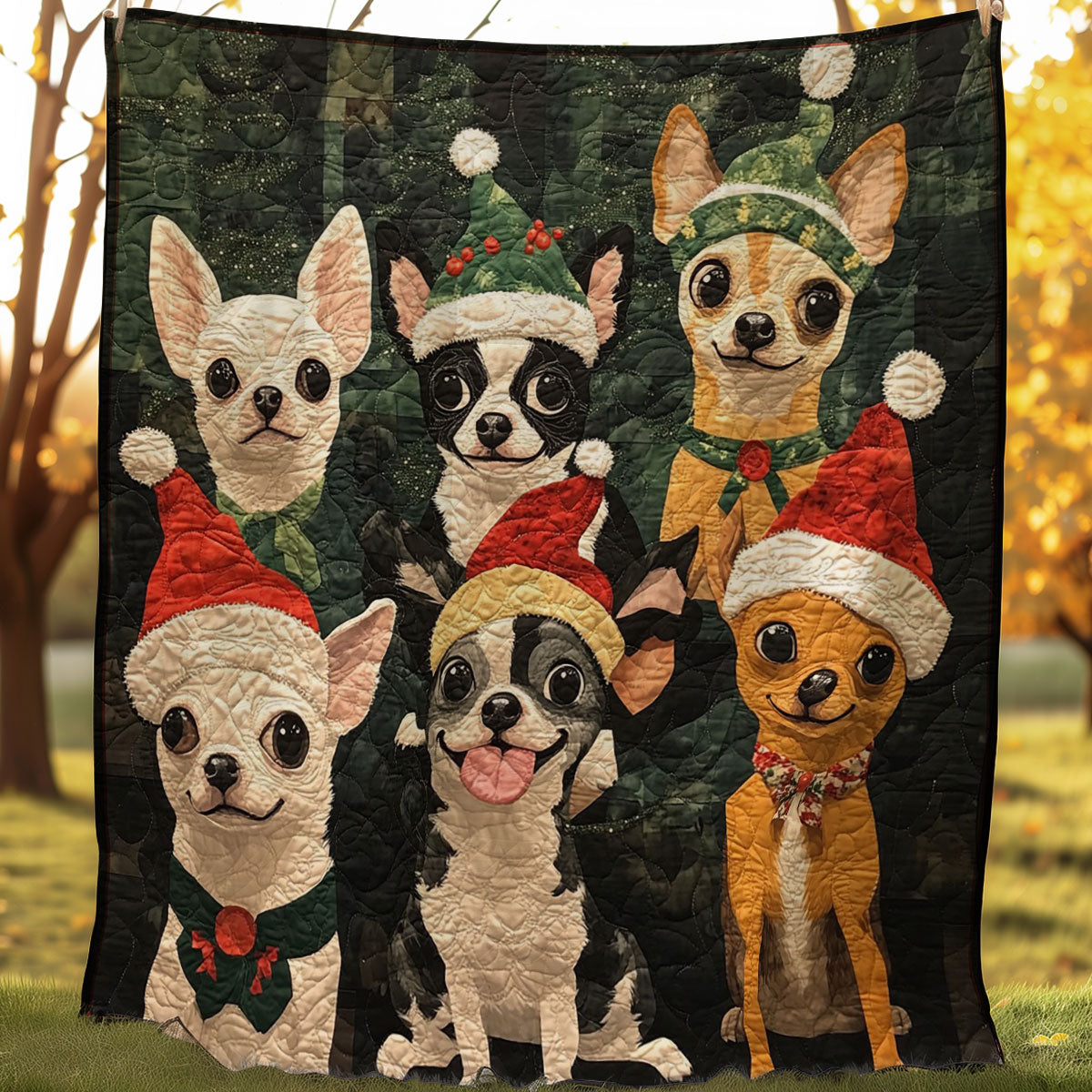 Christmas Chihuahua WM0308019CL Quilt Blanket
