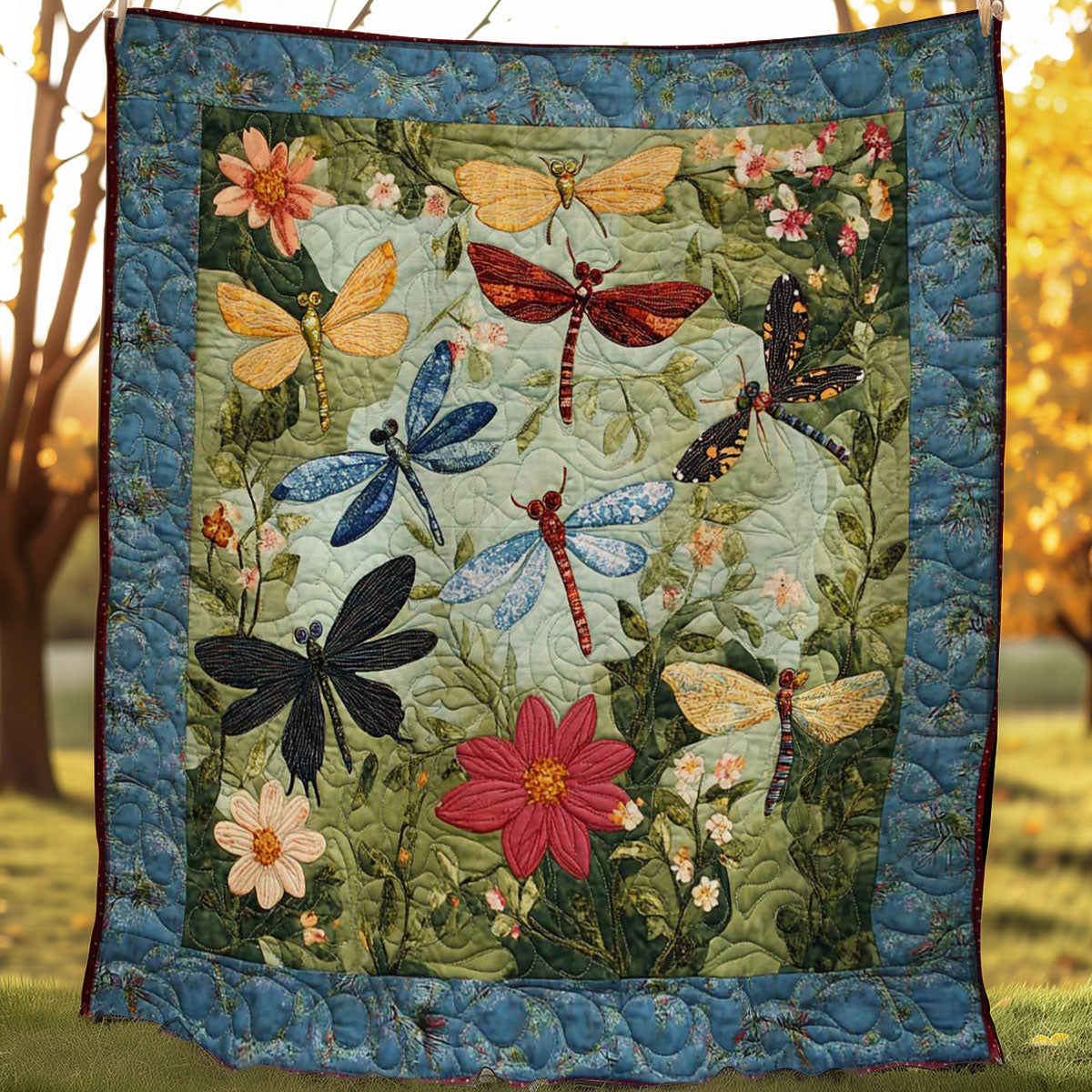 Dragonfly Swarm WN3107017CL Quilt Blanket