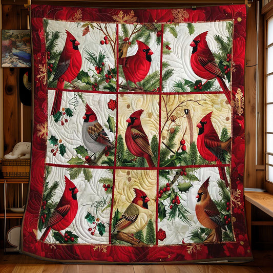 Glistening Cardinal Festive Throw WN1008085CL Quilt Blanket