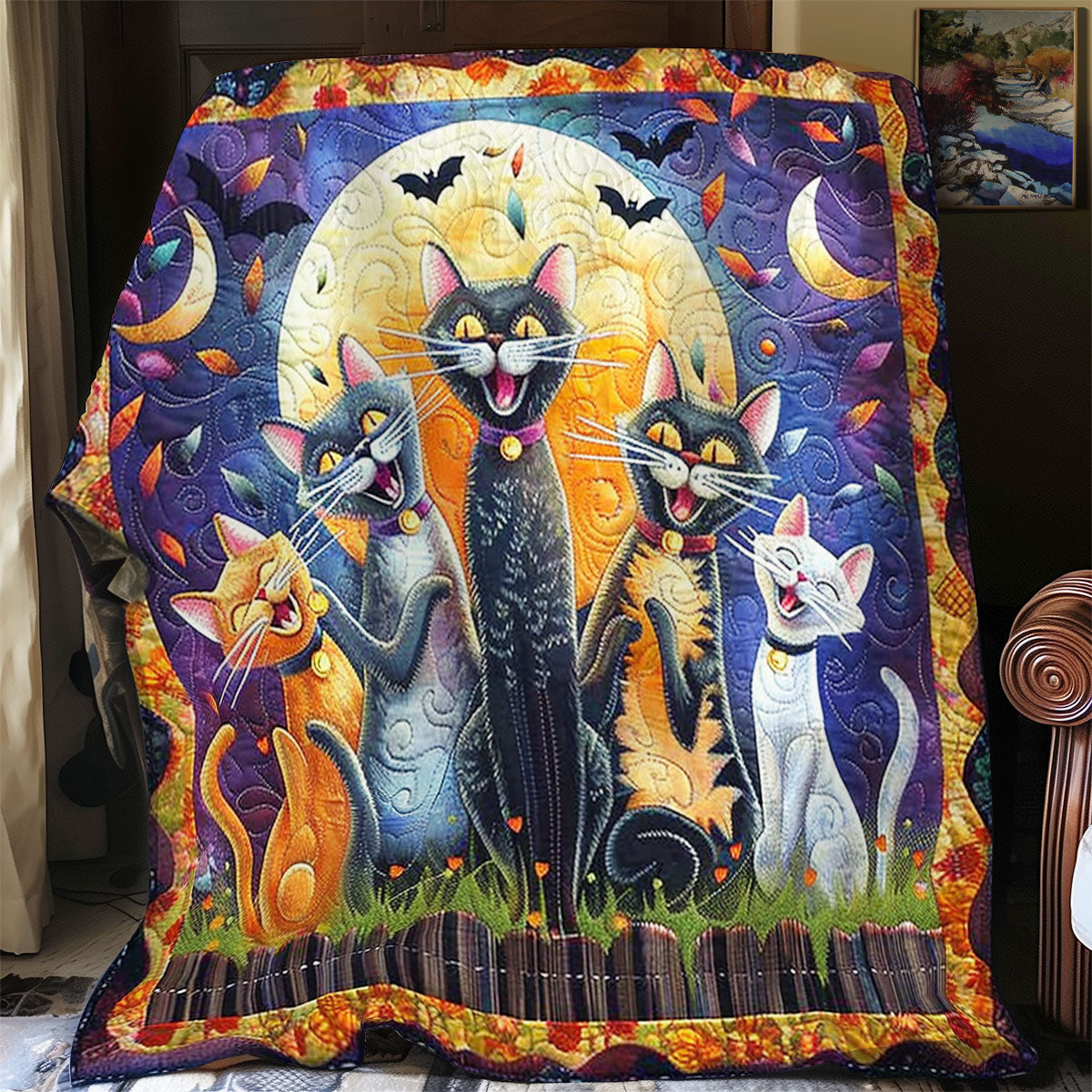 Halloween Cat Night SR2008021CL Quilt Blanket