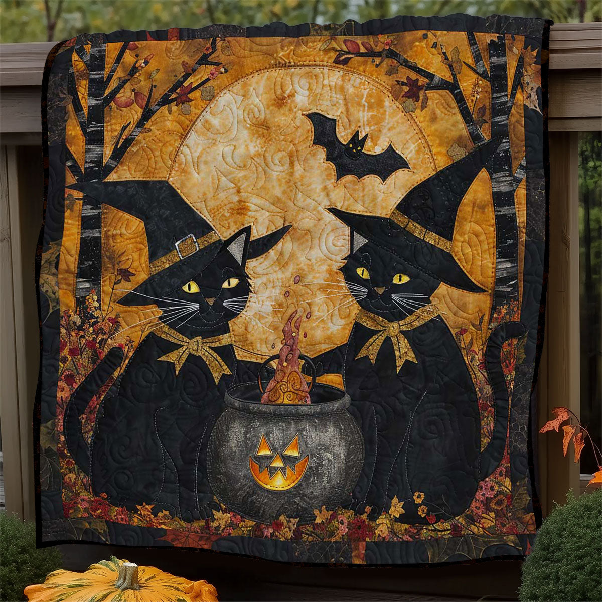 Halloween Cat's Hex WN1408045CL Quilt Blanket