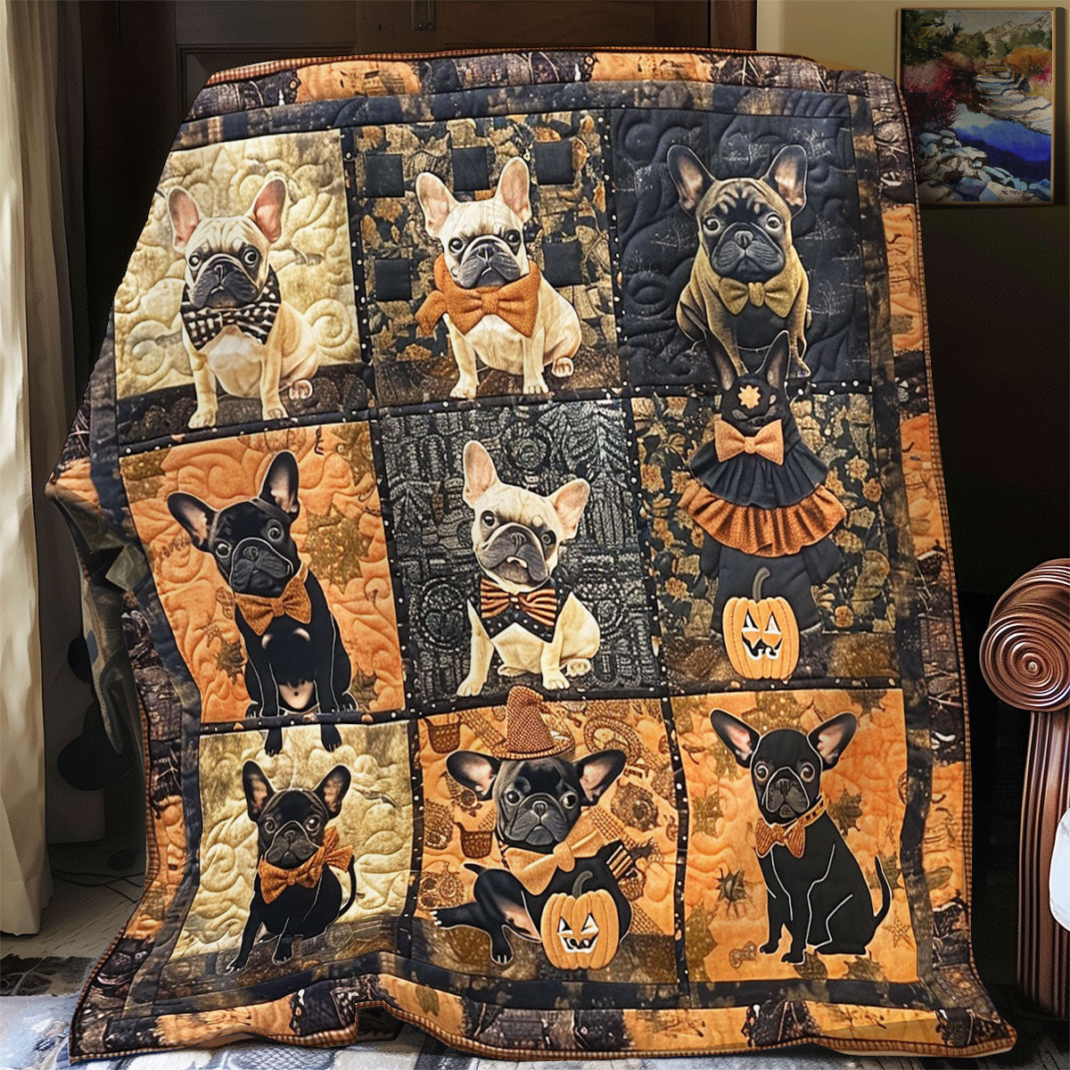 Halloween French Bulldog SR2008059CL Quilt Blanket