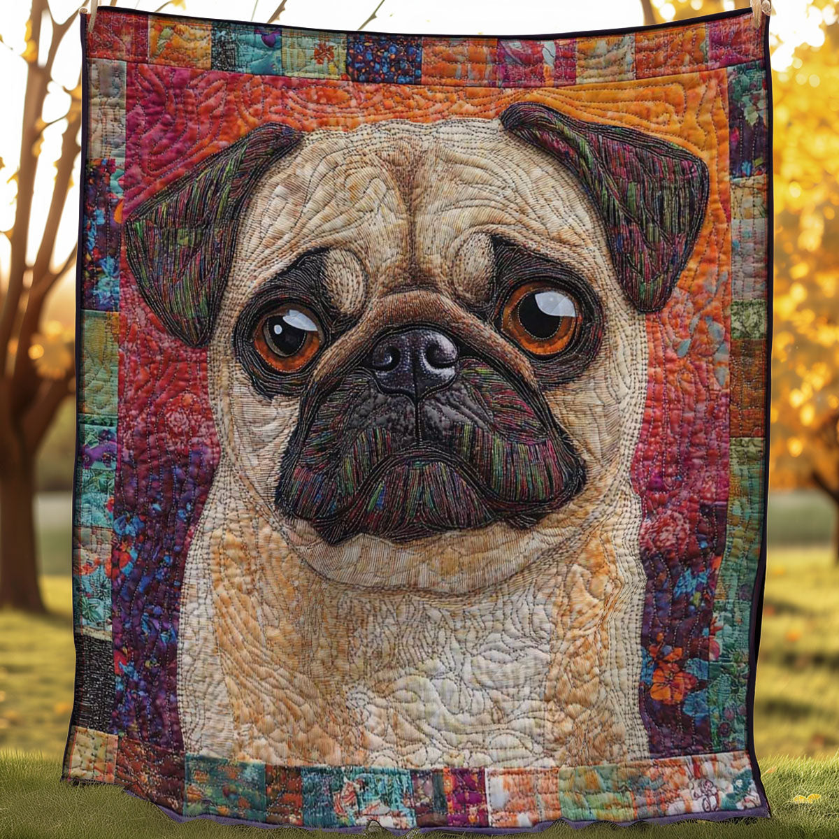 Lovable Pug WN0508017CL Quilt Blanket