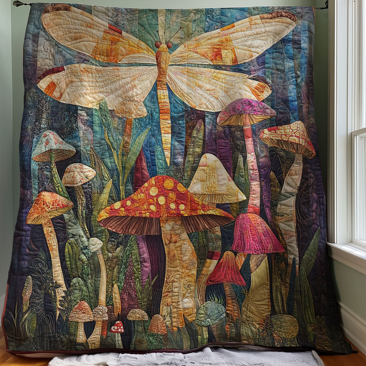 Mushrooms Dragonfly WM3107002CL Quilt Blanket