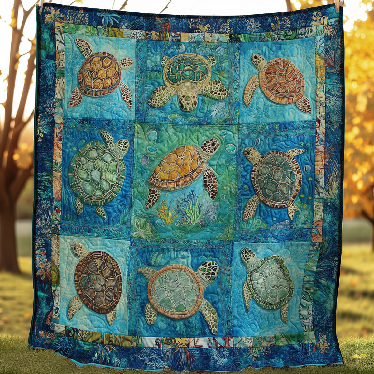 Ocean Turtles WM0208033CL Quilt Blanket