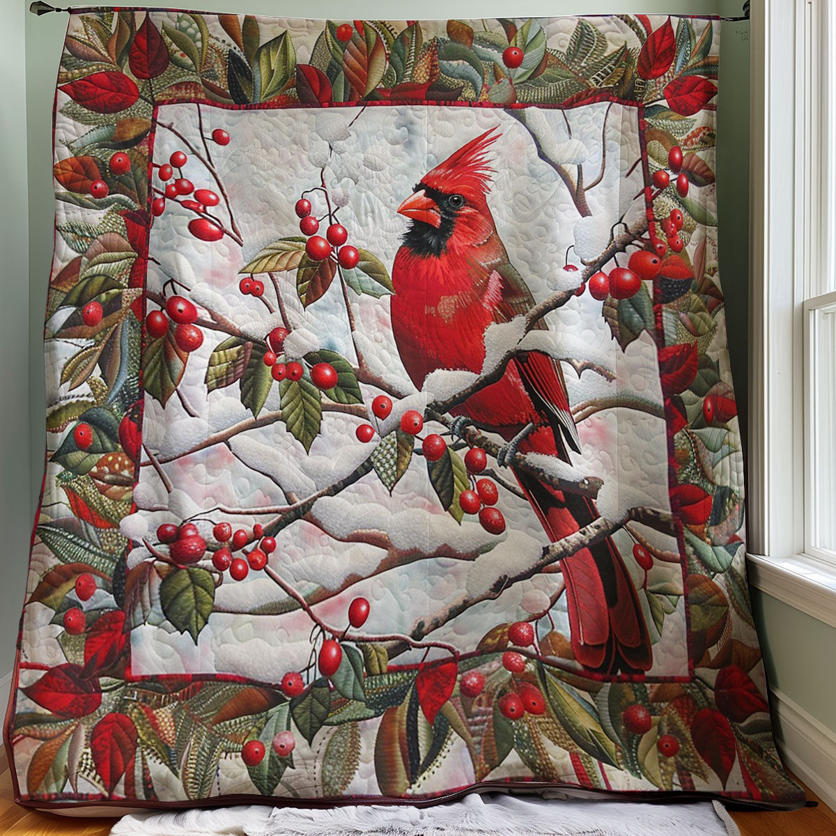 Red Cardinal WM1608033CL Quilt Blanket