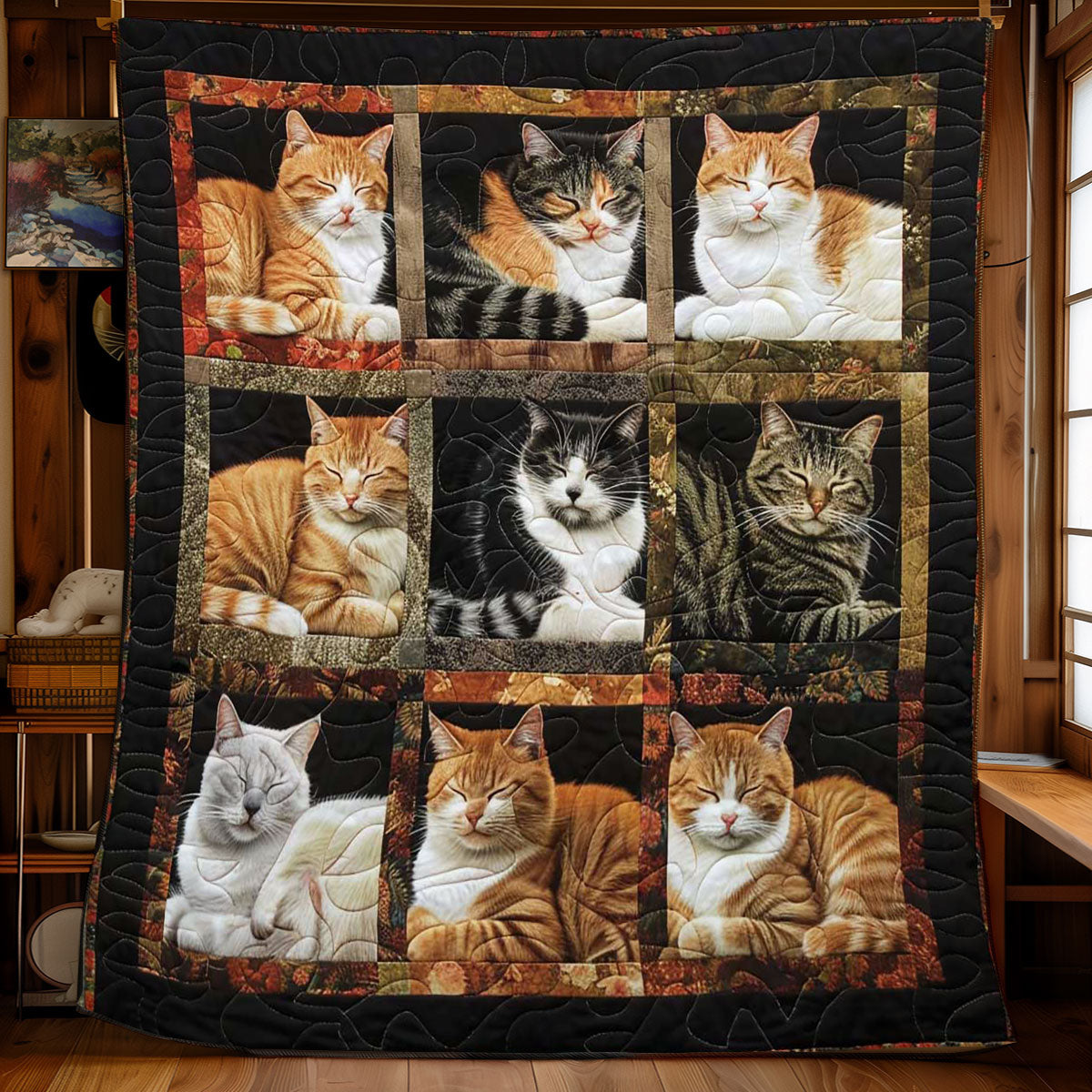 Snoozy Snuggles Cats WN1508084CL Quilt Blanket