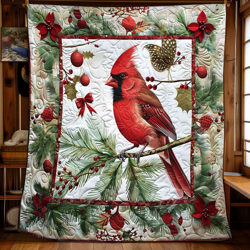 Snowy Cardinal Christmas Throw WN1008074CL Quilt Blanket
