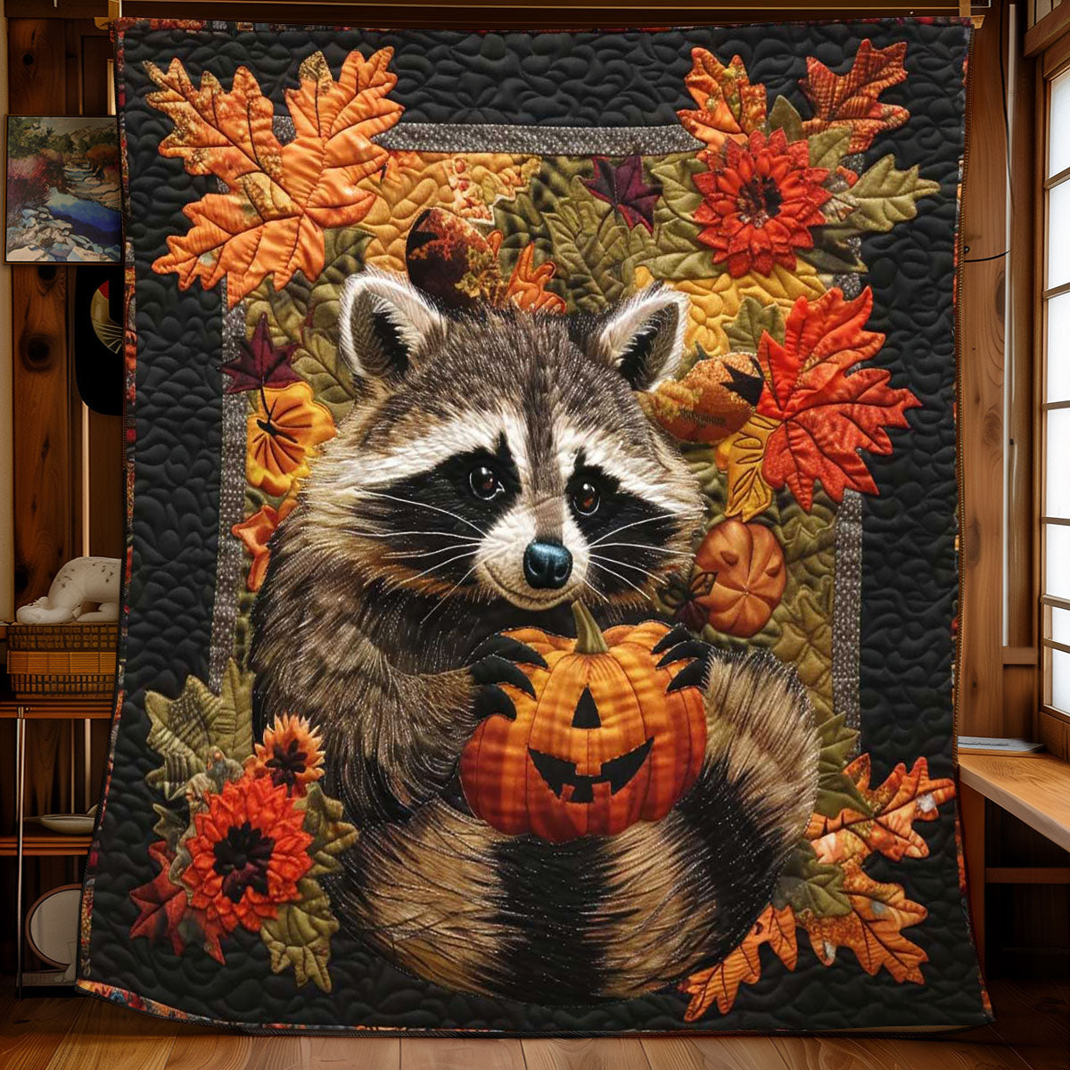 Spooky Autumn Raccoon WN1508060CL Quilt Blanket