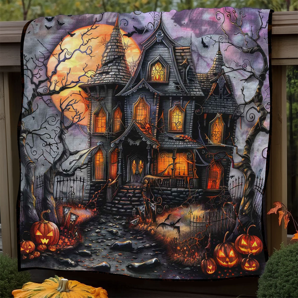 Spooky Castle of Shadows WN1908090CL Quilt Blanket