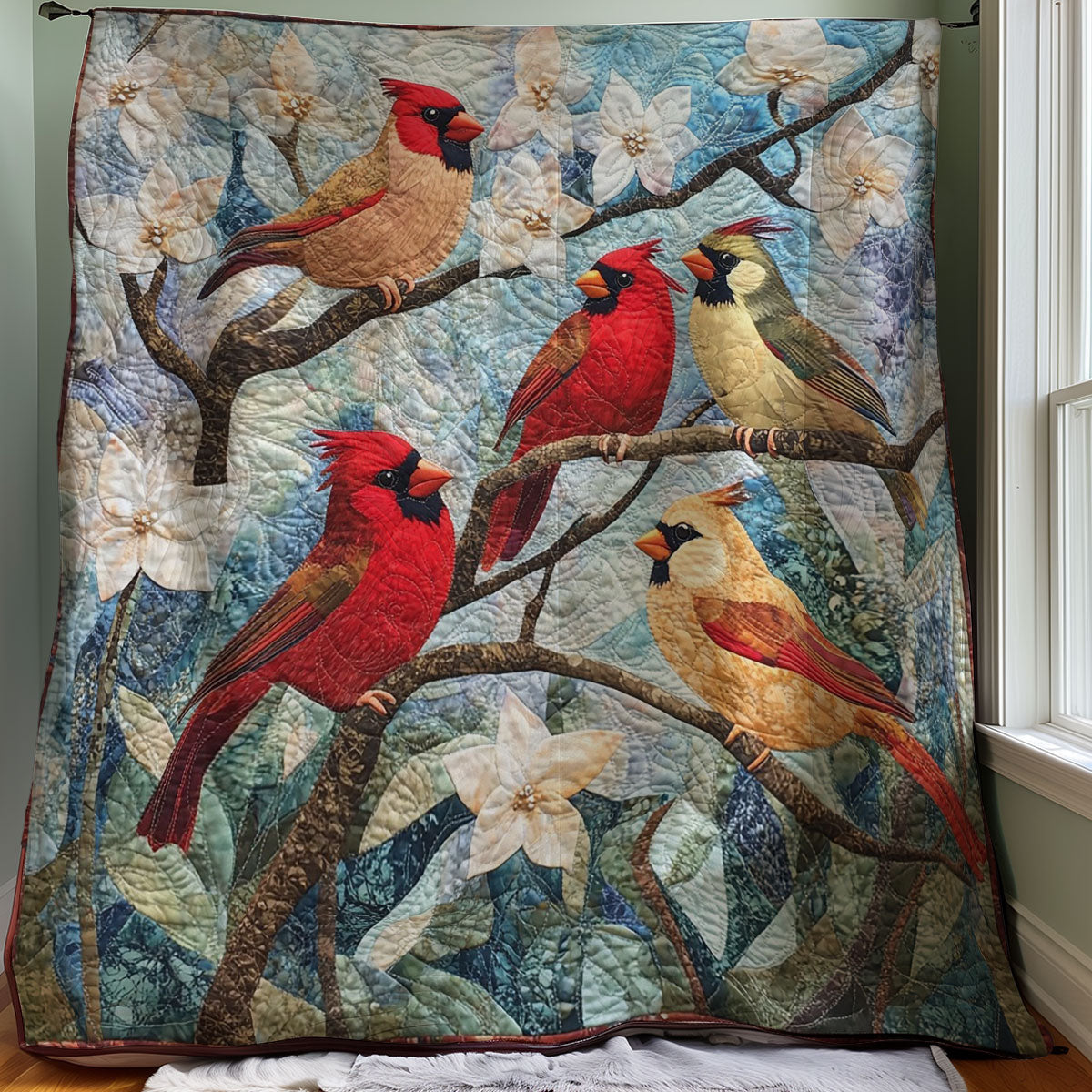 Spring Cardinals WM3107001CL Quilt Blanket
