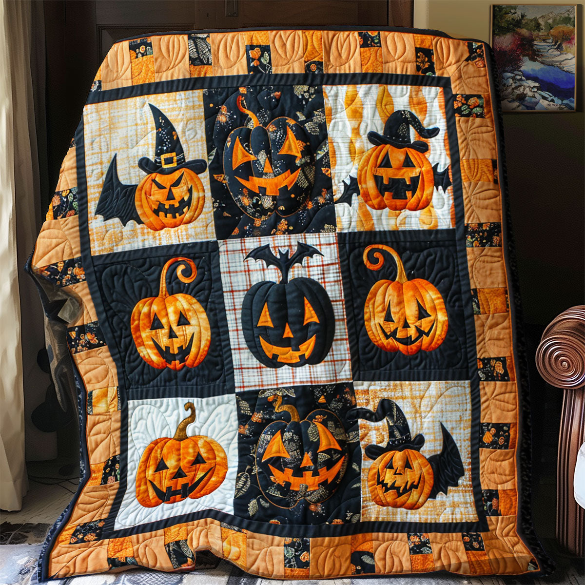 Weird Pumpkin SR2108028CL Quilt Blanket