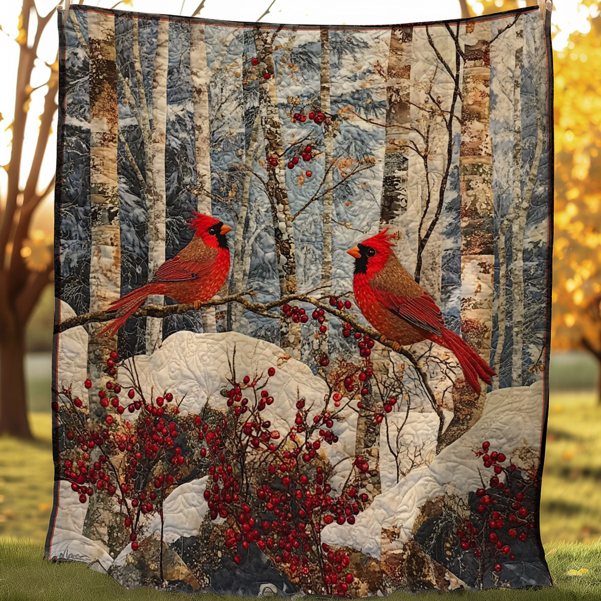 Winter Cardinals WM0308014CL Quilt Blanket
