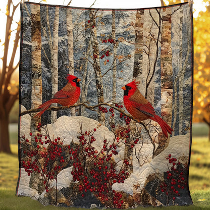 Winter Cardinals WM0308014CL Quilt Blanket