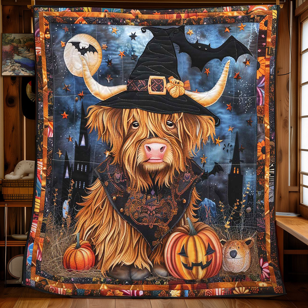 Witchy Highland Cow WN0908121CL Quilt Blanket