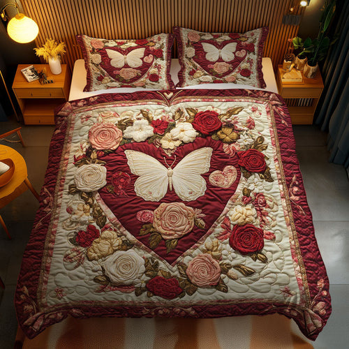 Embroidered Butterfly WN1102051CL Quilted Bedding Set