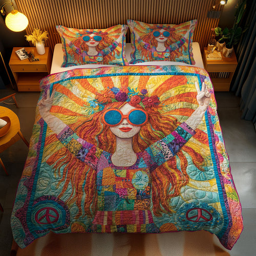 Free Spirit Hippie Girl WN1102057CL Quilted Bedding Set