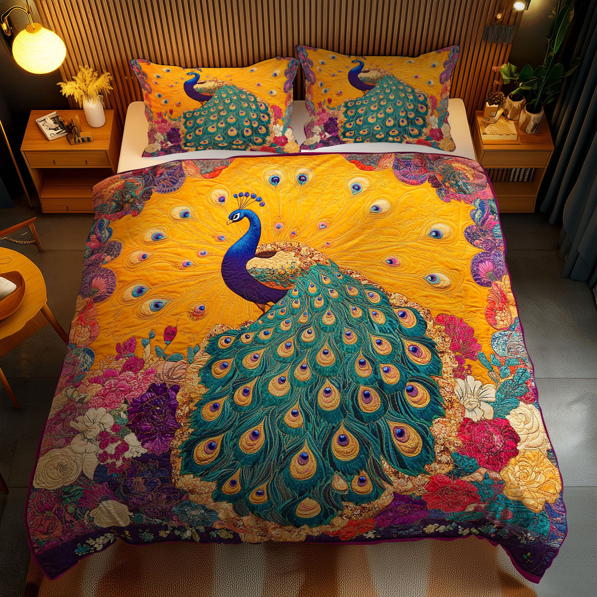 Golden Peacock WN1102060CL Quilted Bedding Set