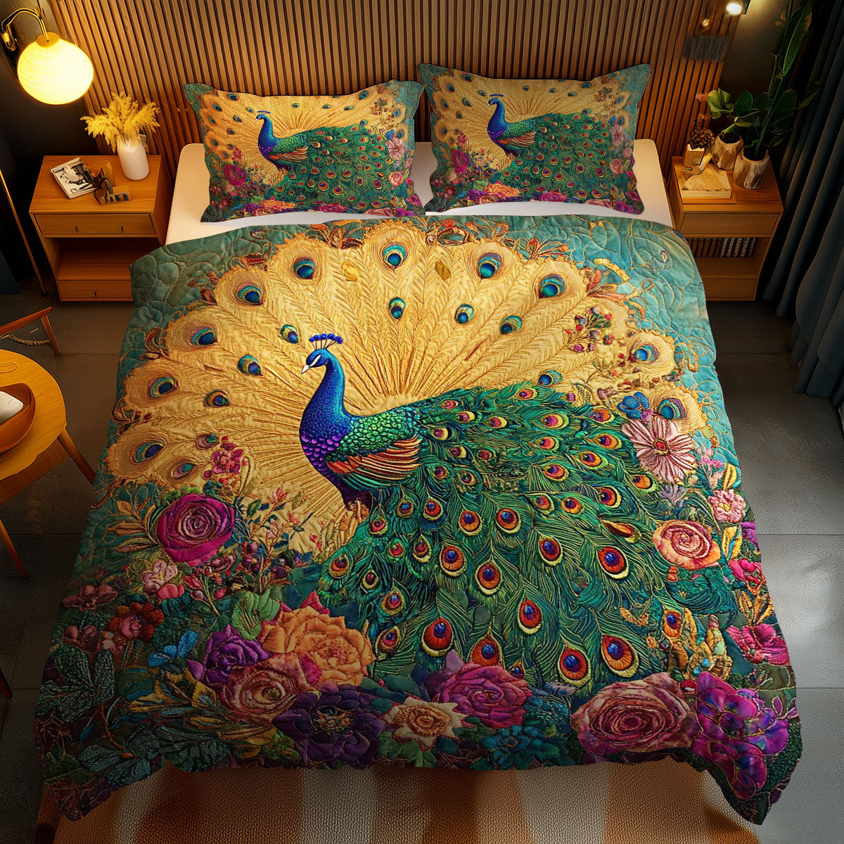 Majestic Peacock WN1102065CL Quilted Bedding Set