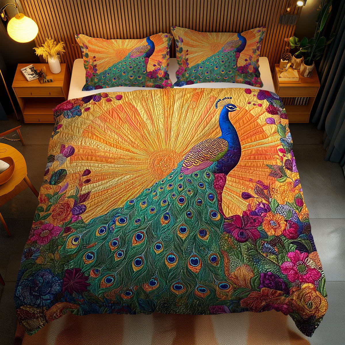 Mystic Peacock WN1102068CL Quilted Bedding Set