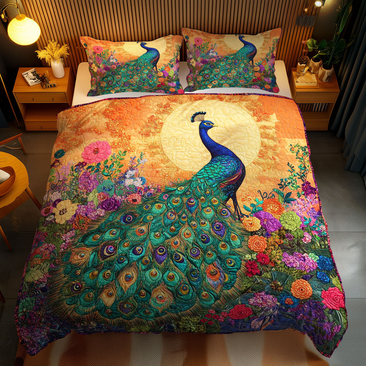 Peacock Blossom WN1102070CL Quilted Bedding Set