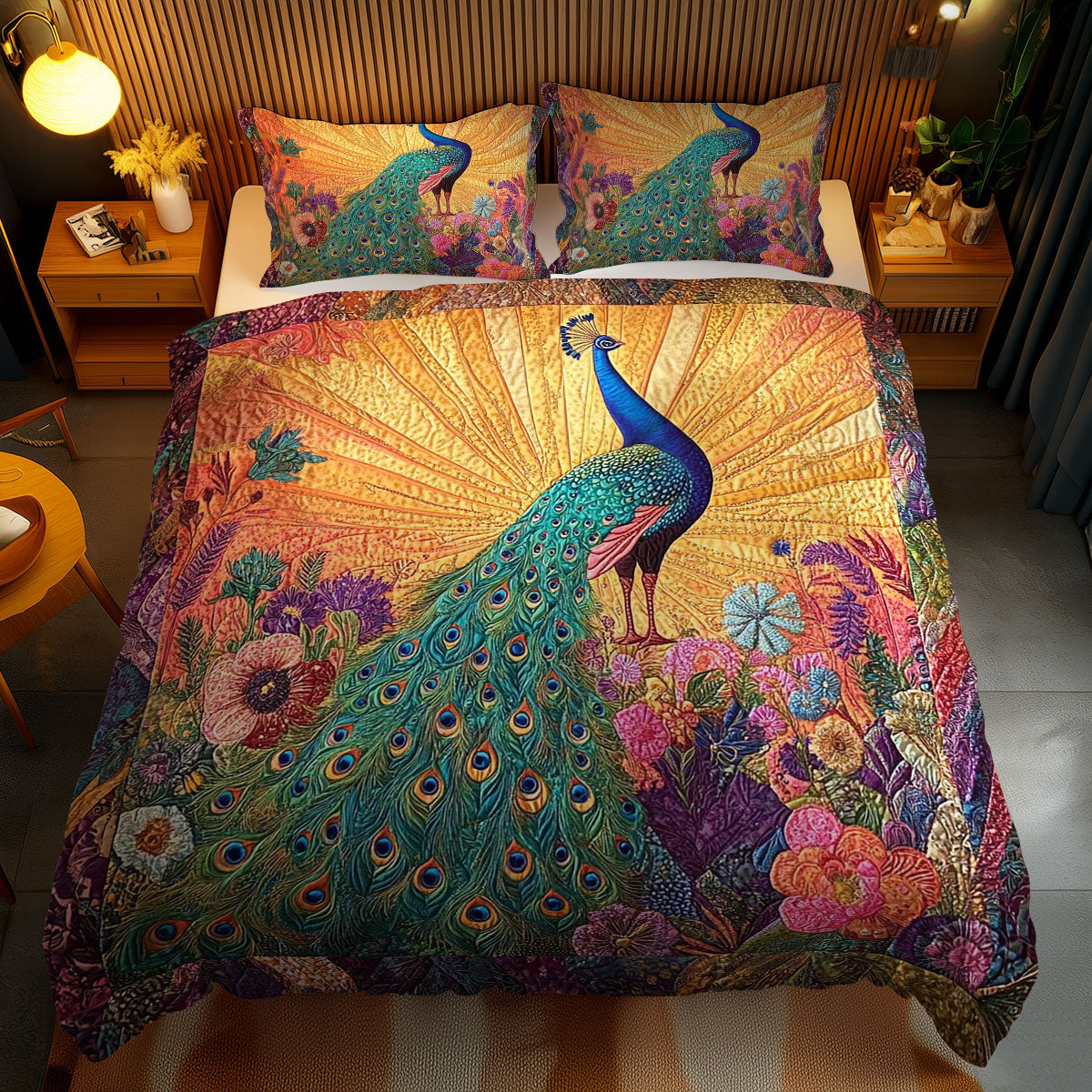 Peacock Symphony WN1102073CL Quilted Bedding Set