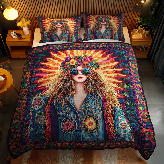 Radiant Hippie Girl WN1102074CL Quilted Bedding Set
