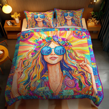 Sunshine Hippie Girl WN1102083CL Quilted Bedding Set