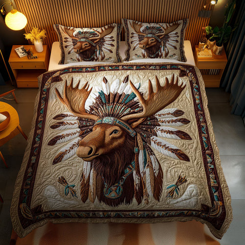 Tribal Moose WN1102085CL Quilted Bedding Set