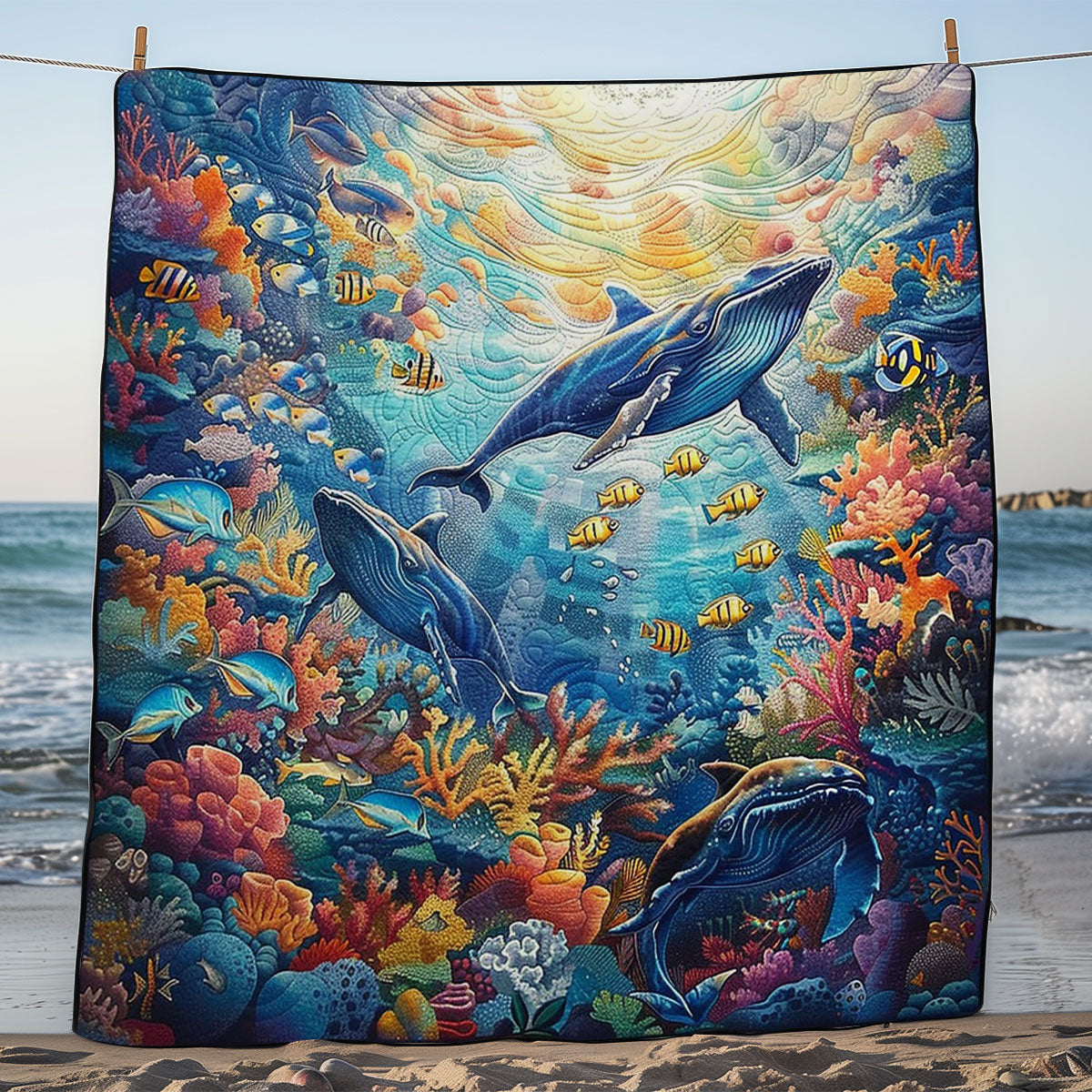 Dolphin And Color Fishes WM1508007CL Quilt Blanket