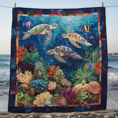 Sea Tour With Sea Turtles WM1008066CL Quilt Blanket