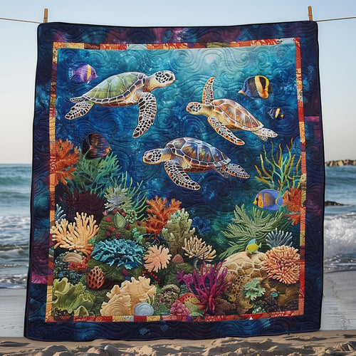 Sea Tour With Sea Turtles WM1008066CL Quilt Blanket